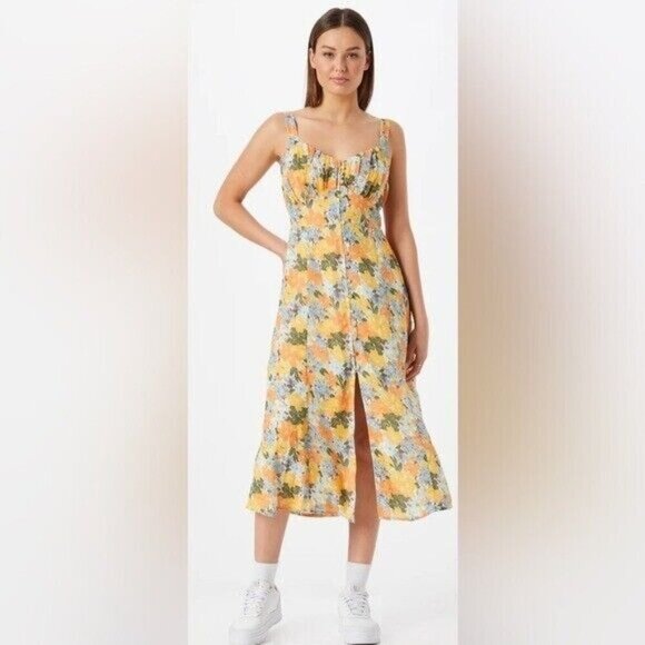 Abercrombie & Fitch Dresses & Skirts - NWOT Abercrombie & Fitch Yellow Floral Slim Midi Dress Adjustable Straps